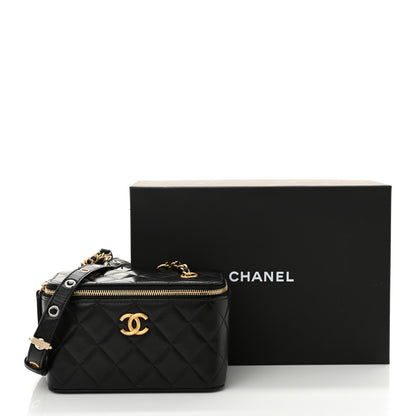 Chanel Goatskin Quilted Punk Essentials Vanity Case With Chain Black 12 of 12