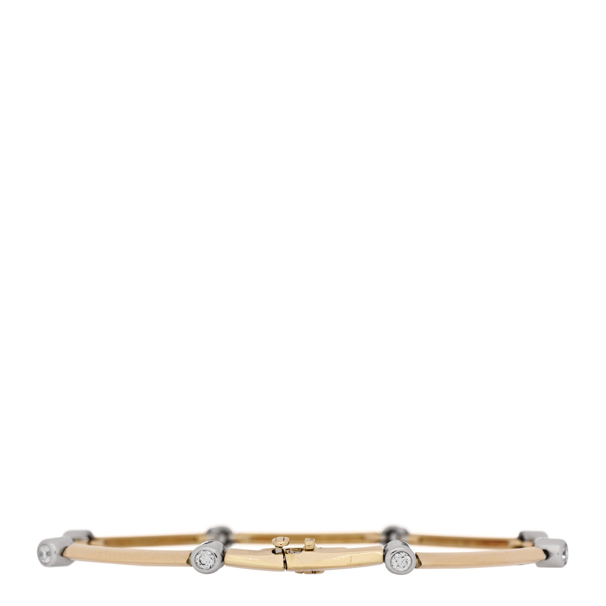Tiffany 18K Yellow Gold Platinum Diamond Knife Edge Link Bracelet 2 of 4