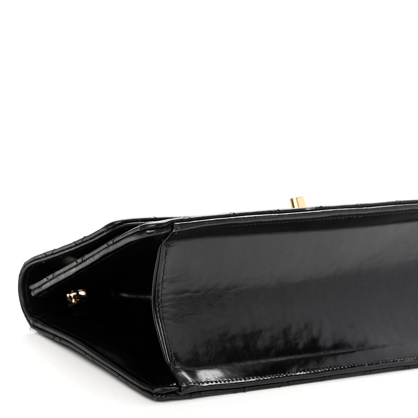 Patent Quilted Medium Single Flap Black