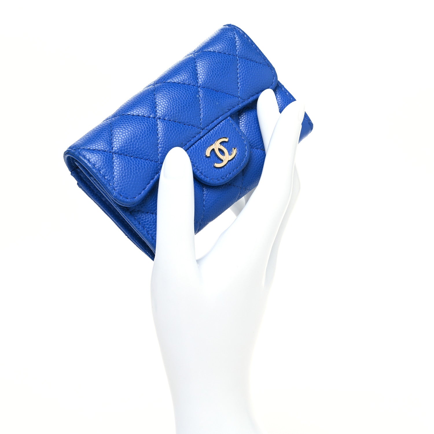 Chanel Caviar Quilted Flap Card Holder Wallet Blue 2 of 12
