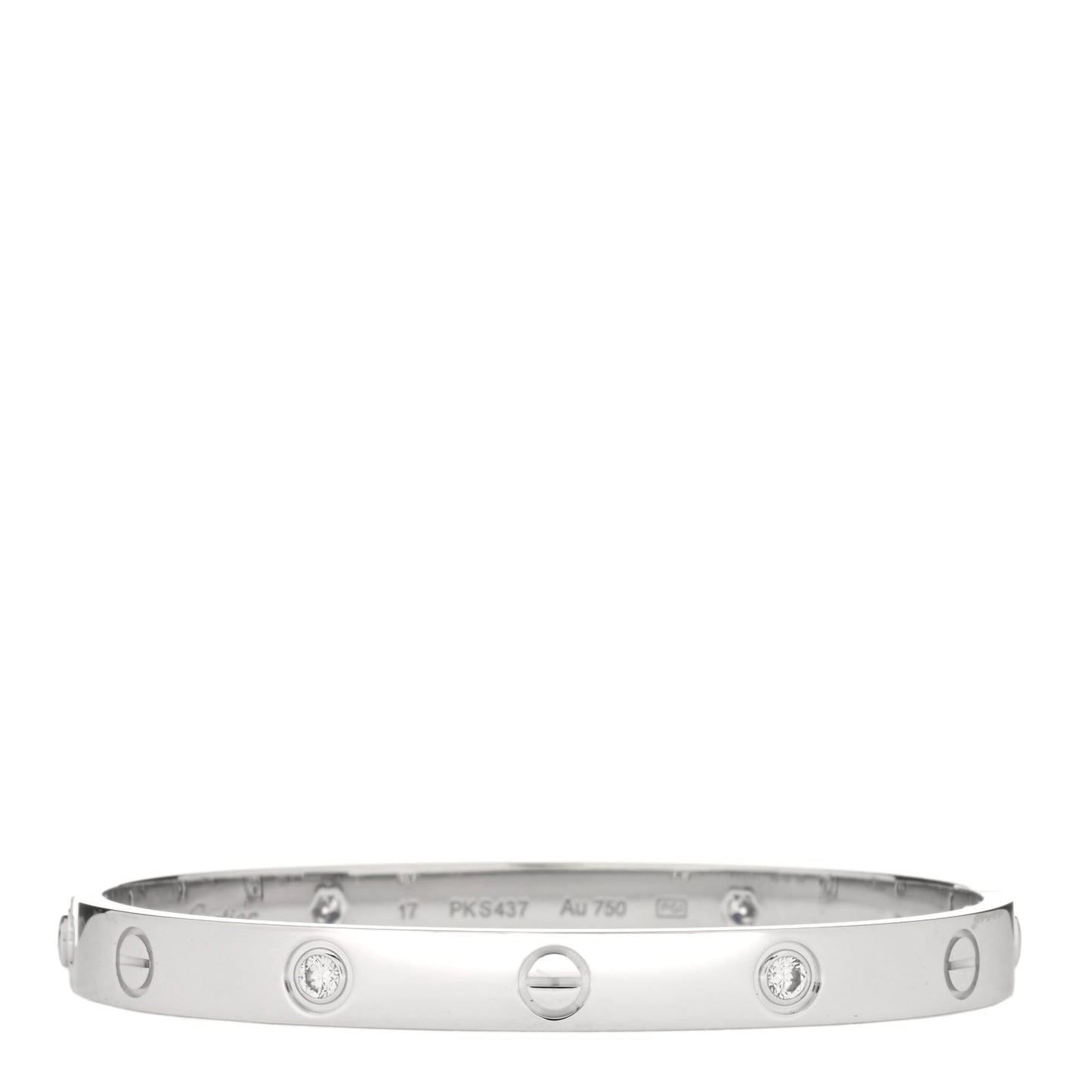 18K White Gold 4 Diamond LOVE Bracelet 17