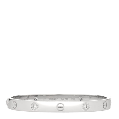 Cartier 18K White Gold 4 Diamond LOVE Bracelet 17 1 of 5