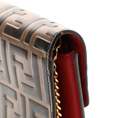 Fendi Vitello Cruise F is Fendi FF 1974 Embossed Medium Envelope Wallet On Chain Fragola Maya Black 14 of 15