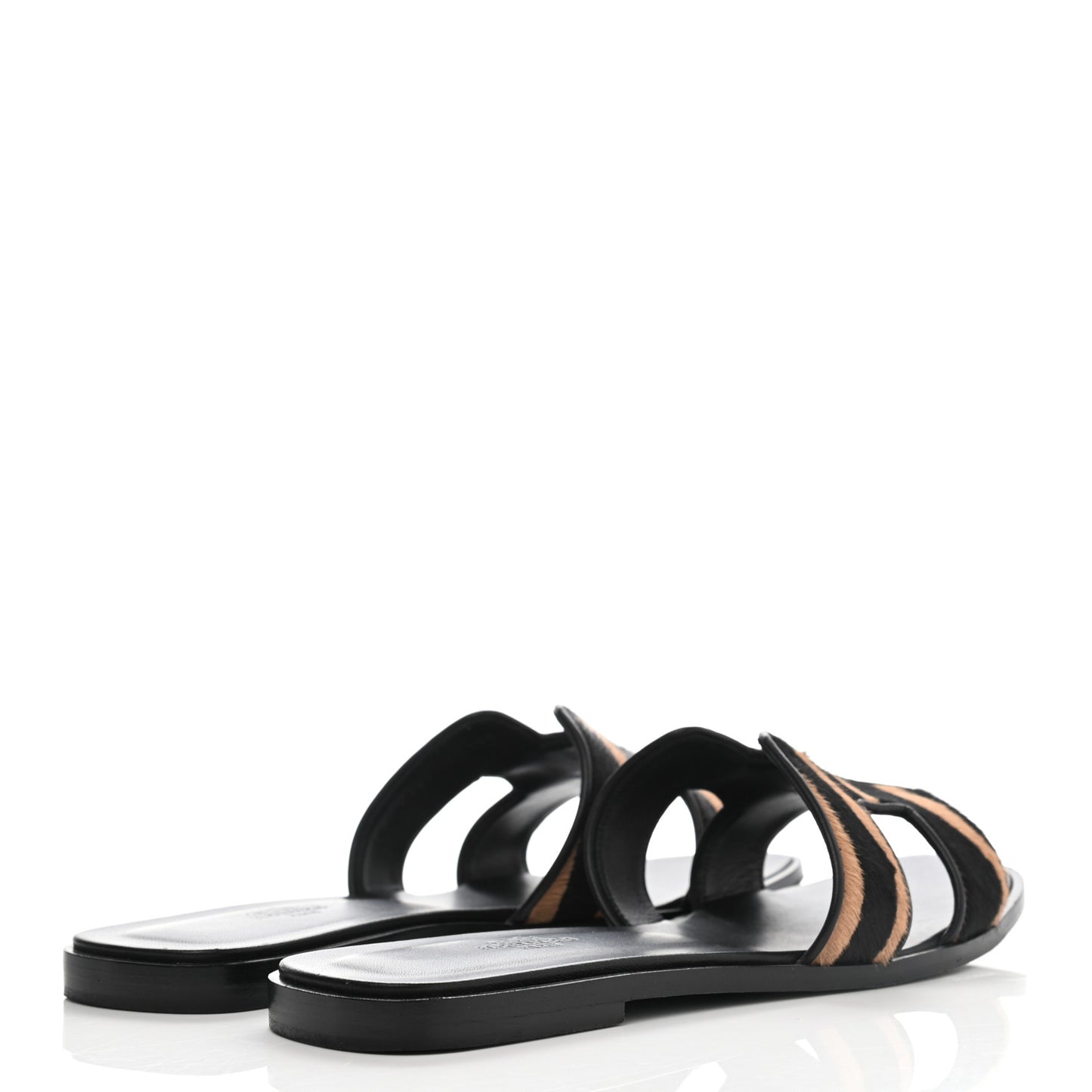Horse Hair Zebra Print Oran Sandals 40 Black