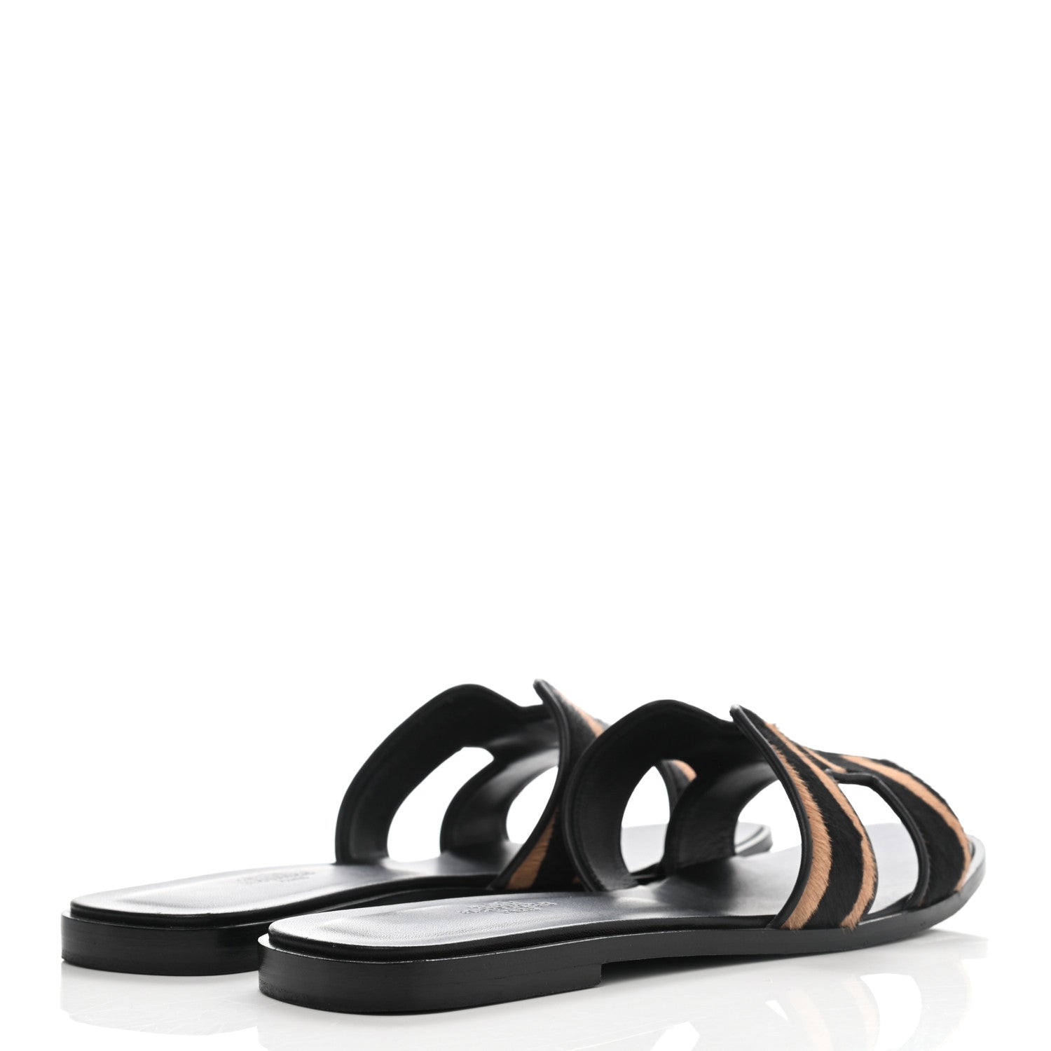 Hermes Horse Hair Zebra Print Oran Sandals 40 Black 4 of 10