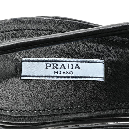 Prada Spazzolato Triangle Logo Pointed Toe 45mm Slingback Pumps 38 Black 7 of 9