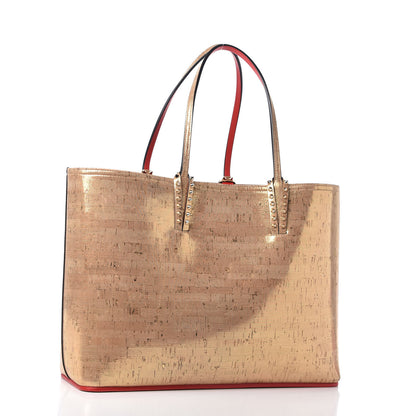 Christian Louboutin Calfskin Liege Pepite Cork Spikes East West Cabata Tote Snow 3 of 9