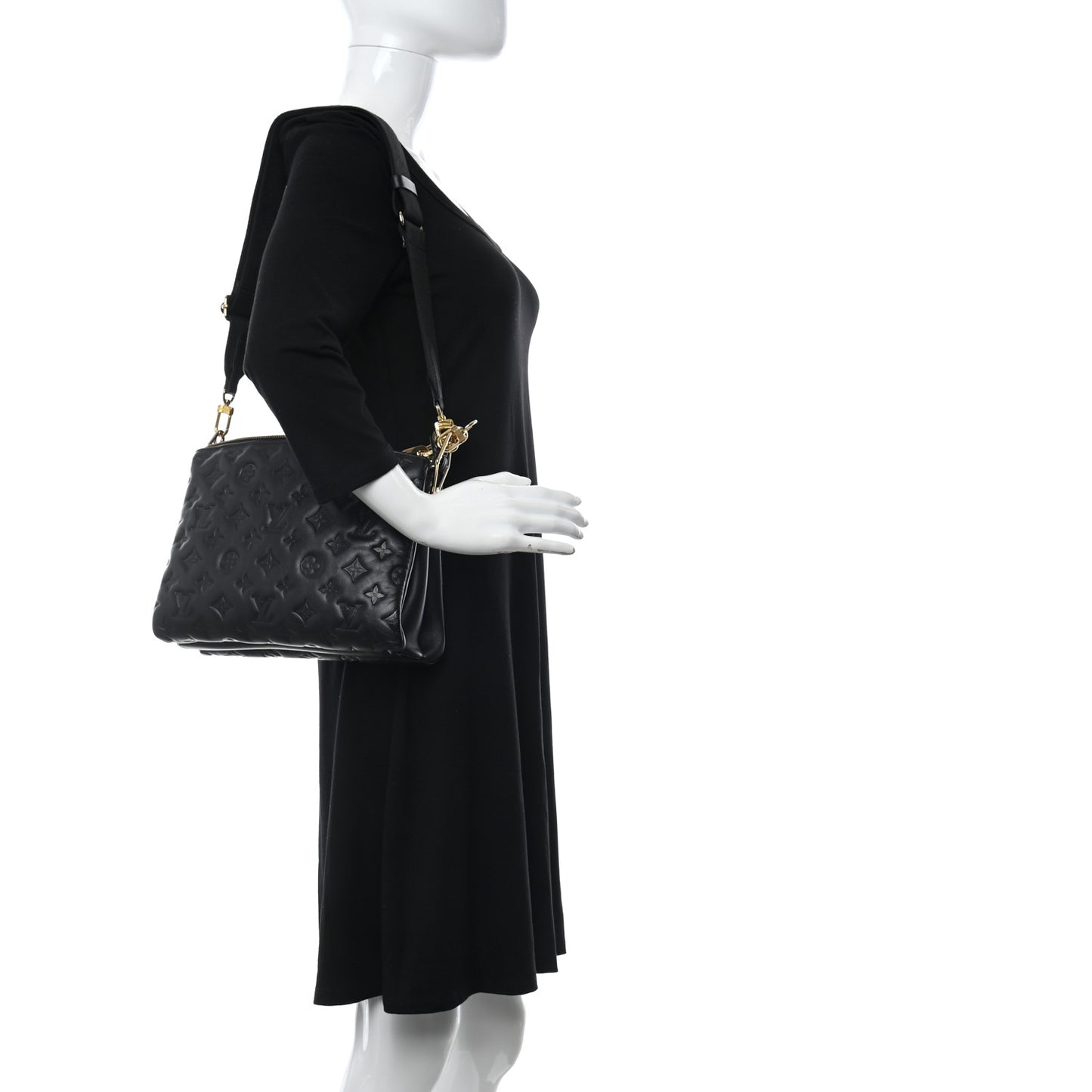 Lambskin Embossed Monogram Coussin PM Black