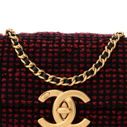 Chanel Tweed Quilted Mini Maxi CC Flap Burgundy Black 8 of 10