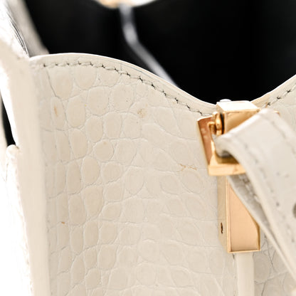 Saint Laurent Crocodile Embossed Mini Classic Monogram Cassandra Top Handle Crema Soft 15 of 17