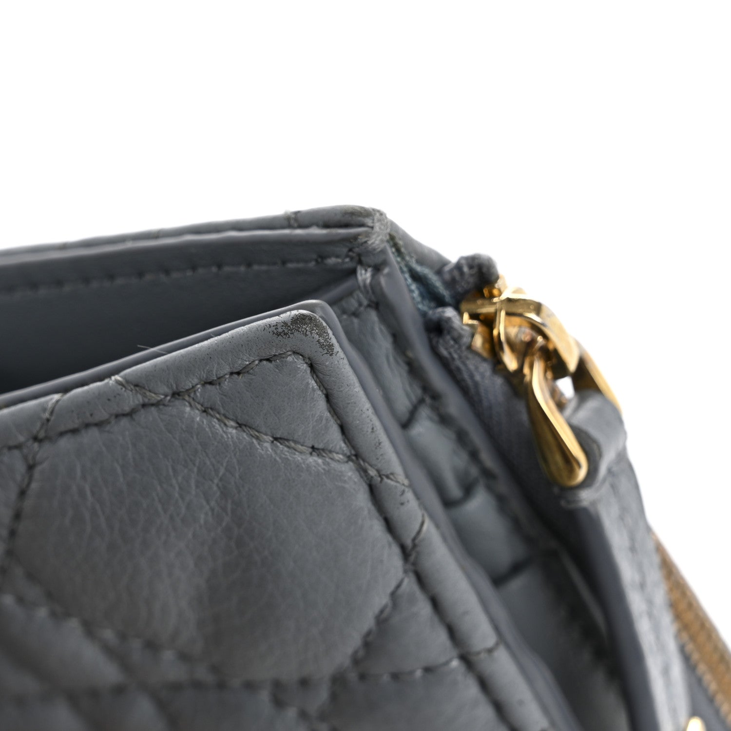 Christian Dior Grained Calfskin Supple Cannage Caro Dahlia Wallet Cloud Blue 9 of 13