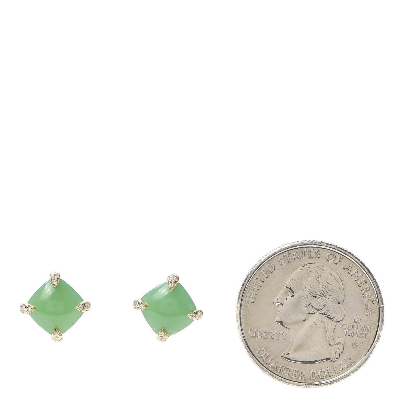 18K Yellow Gold Diamond Chrysoprase 8mm Chatelaine Earrings