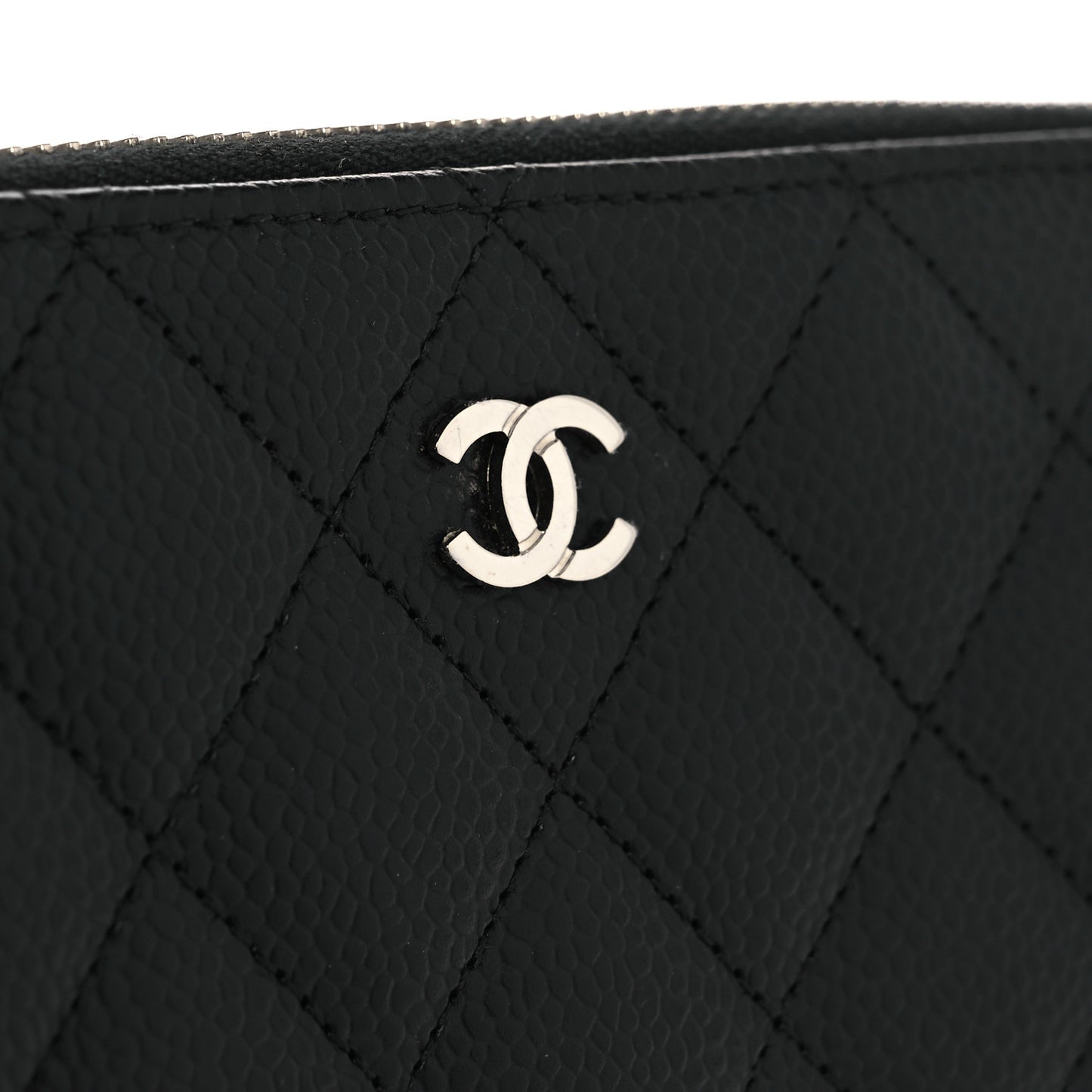 Caviar Quilted Large Gusset Zip Around Wallet Black