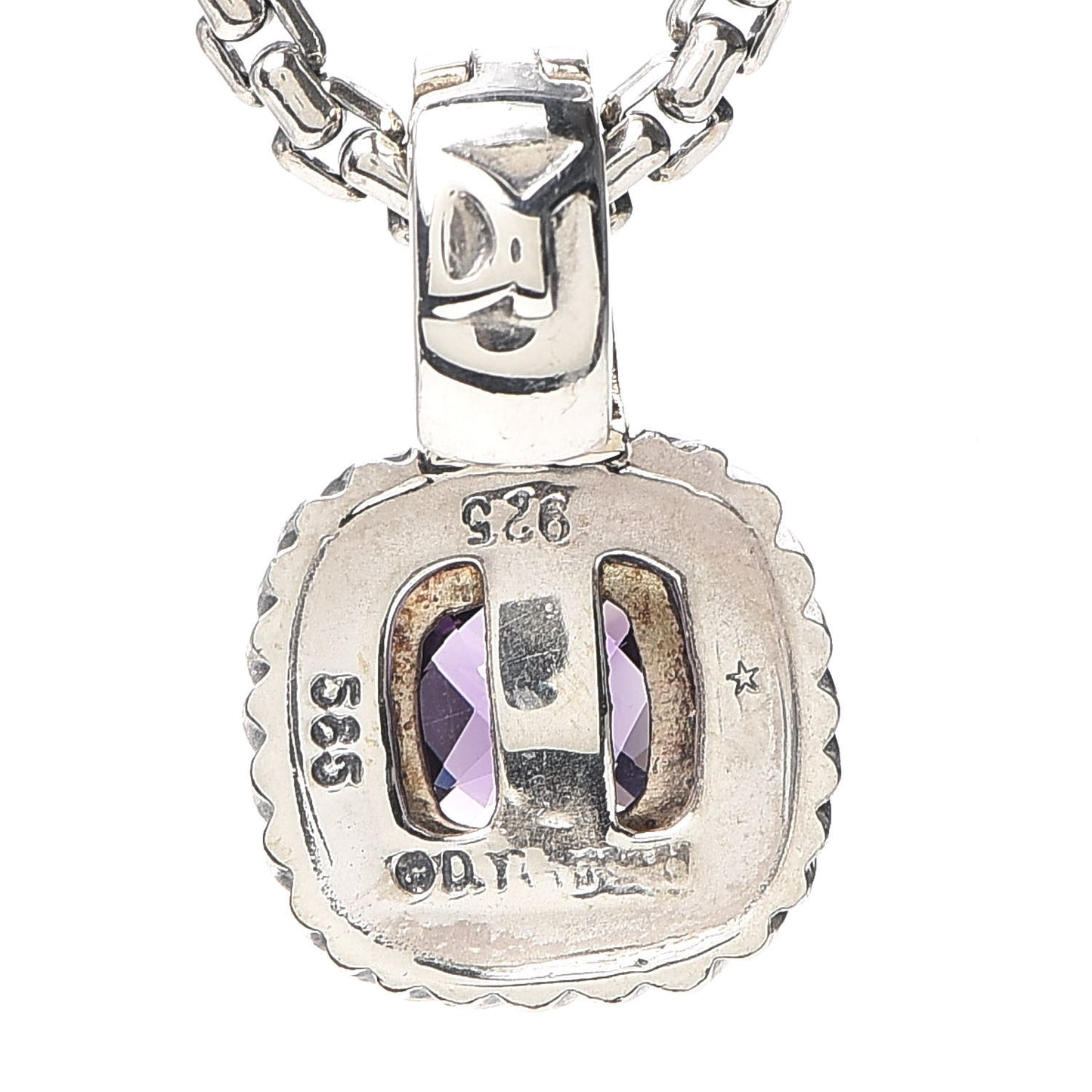 Sterling Silver 18K Yellow Gold Amethyst 7mm Albion Enhancer Pendant Necklace