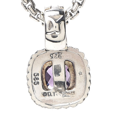 David Yurman Sterling Silver 18K Yellow Gold Amethyst 7mm Albion Enhancer Pendant Necklace 5 of 5