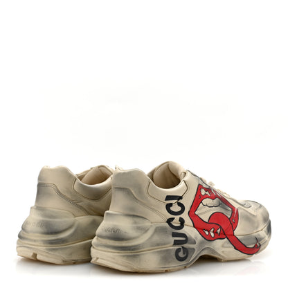 Gucci Calfskin Mouth Print Mens Rhyton Sneakers 10 Ivory 5 of 11