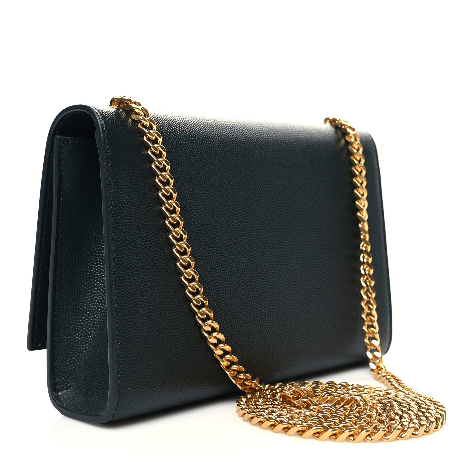 Saint Laurent Grain De Poudre Small Monogram Kate Satchel Teal Green 3 of 9