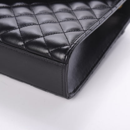 Saint Laurent Grain De Poudre Textured Mixed Matelasse Triquilt Medium Monogram Satchel Black 9 of 9