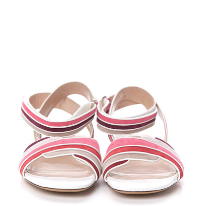 Valentino Garavani Nappa Suede Ankle Strap Flat Sandals 41 Pink Multicolor 2 of 6