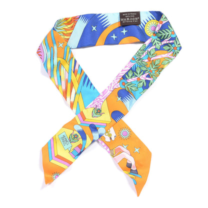 Hermes Silk La Source de Pegase Twilly Orange Vif Jaune Vif 1 of 4