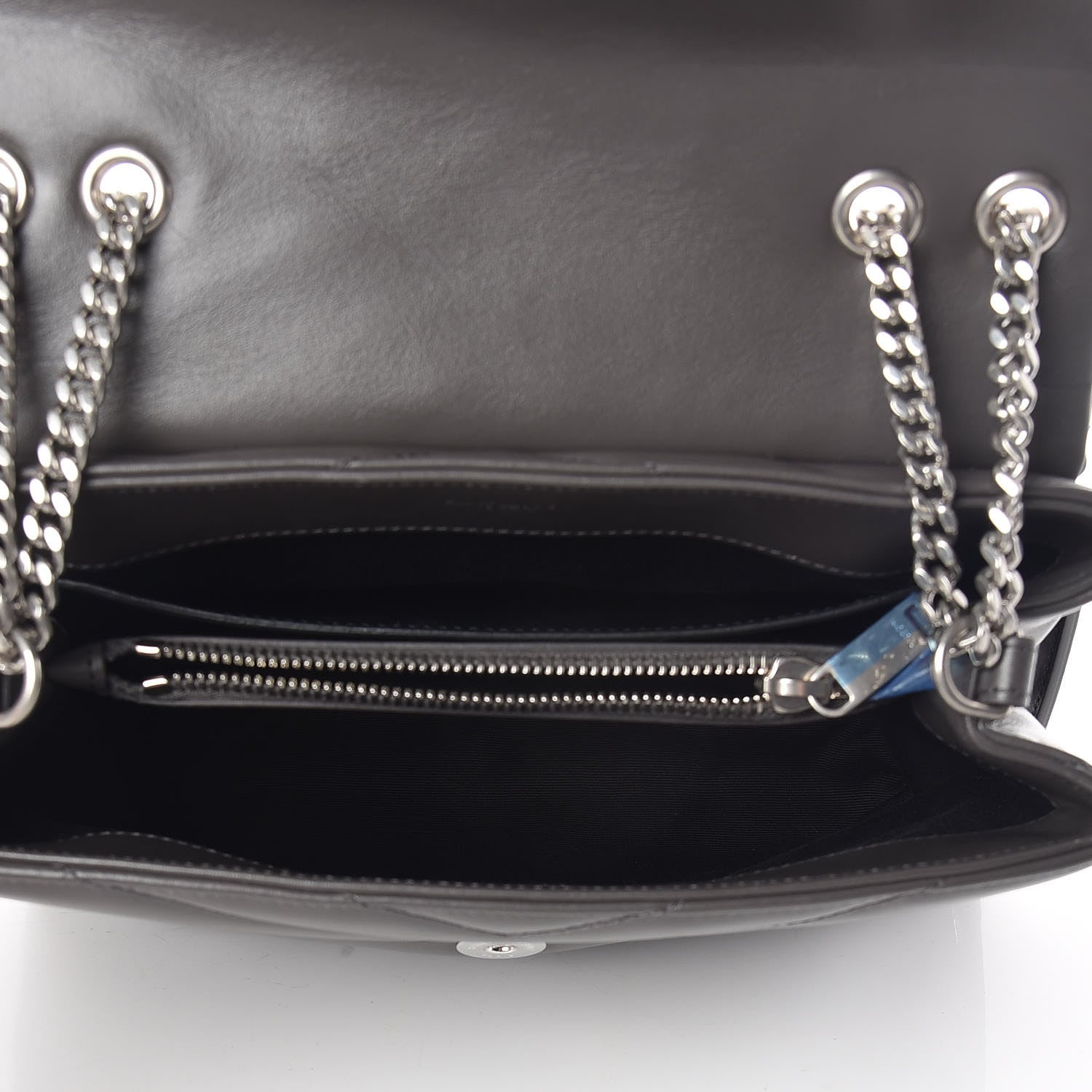 Saint Laurent Calfskin Y Quilted Monogram Small Loulou Chain Satchel Asphalt 6 of 11