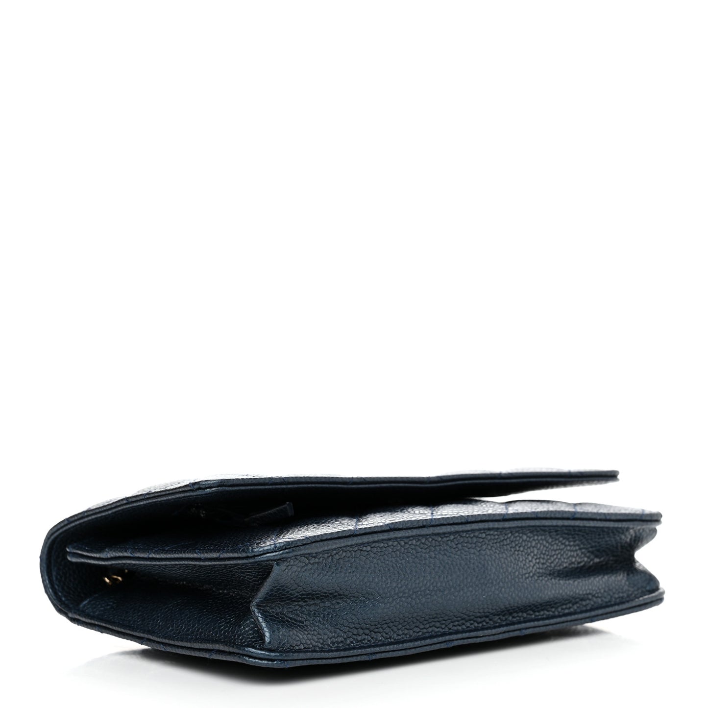 Iridescent Caviar Quilted Wallet on Chain WOC Blue