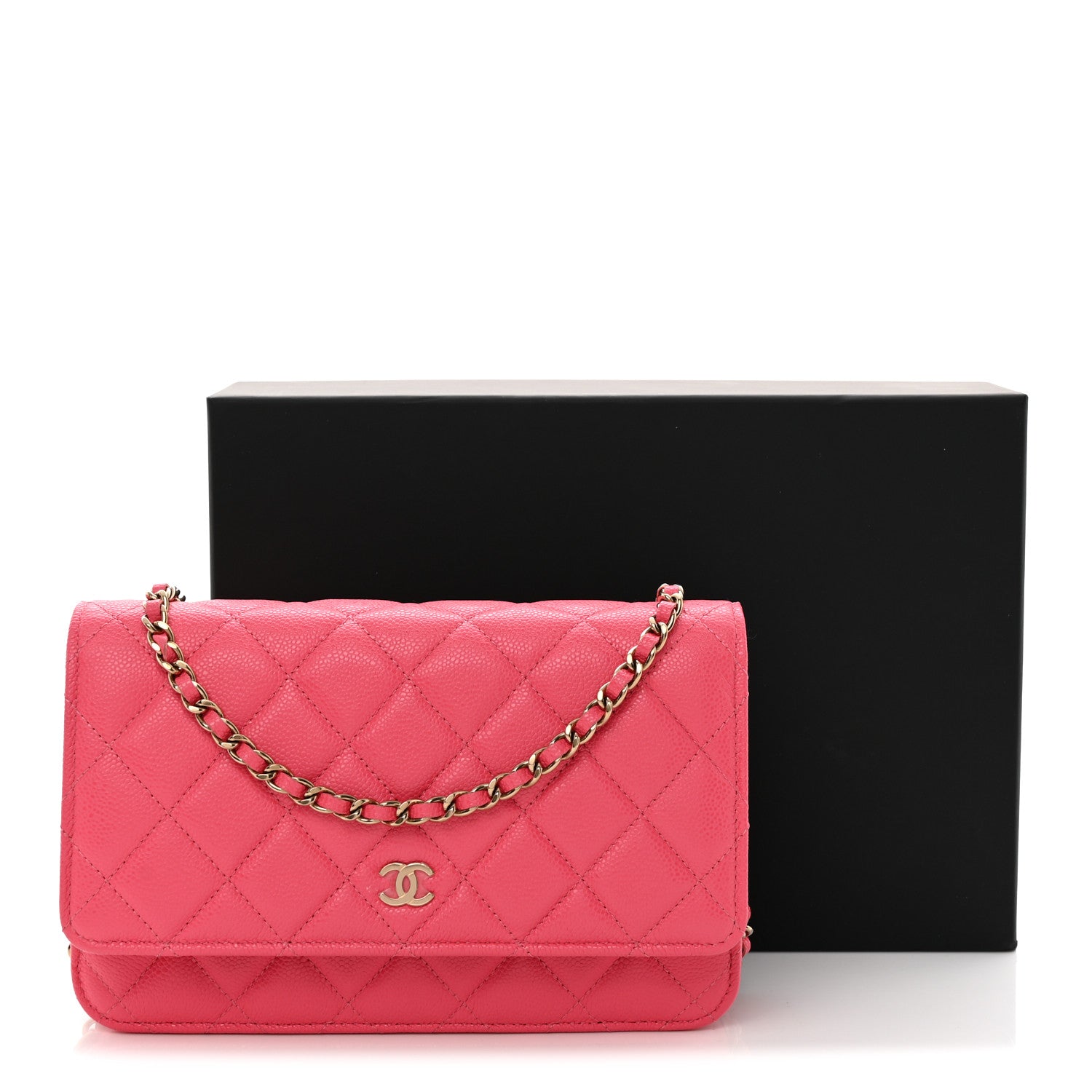 Chanel Caviar Quilted Wallet on Chain WOC Pink 12 of 12