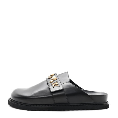 Louis Vuitton Calfskin Mens LV Cosy Flat Comfort Clog Mules 42 Black 1 of 9