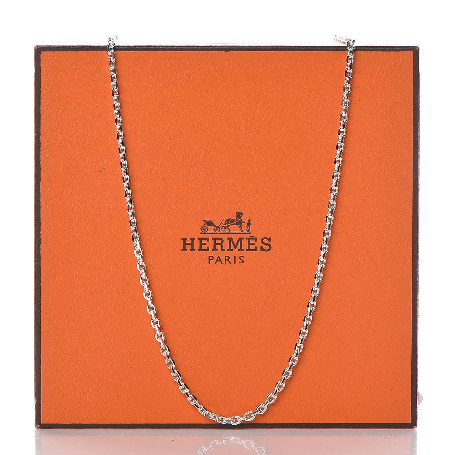 Hermes Sterling Silver Logo Stamp Necklace 6 of 6