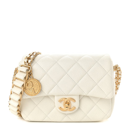 Chanel Caviar Quilted Mini Chain Soul Flap White 1 of 10