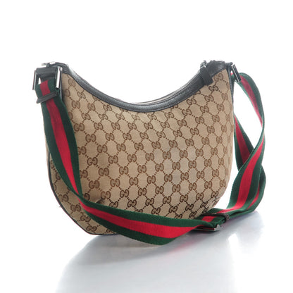 Gucci Monogram Web Medium Half Moon Hobo Dark Brown 3 of 7