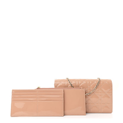 Christian Dior Patent Cannage Lady Dior Chain Wallet Rose Clair 3 of 15