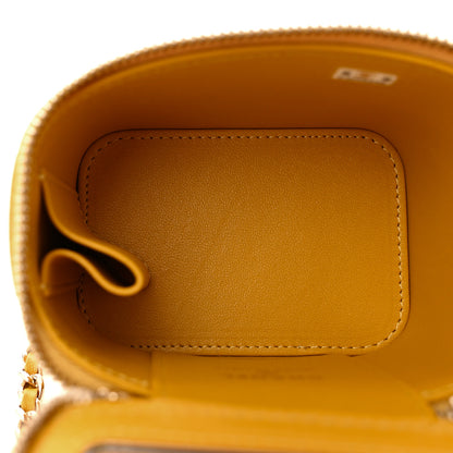 Chanel Lambskin Quilted Top Handle Mini Vanity Case With Chain Yellow 5 of 10