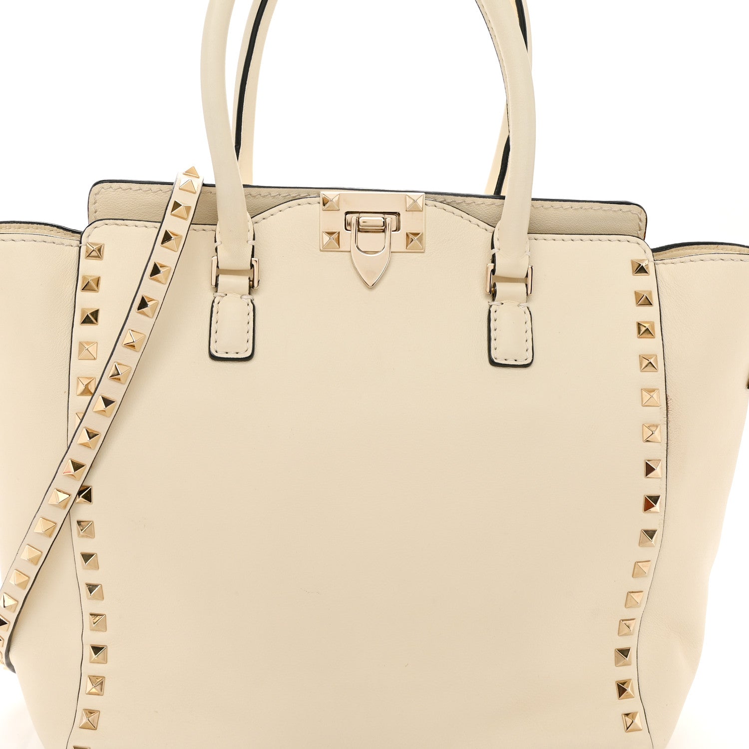 Valentino Garavani Vitello Small Rockstud Double Handle Tote Ivory 8 of 13