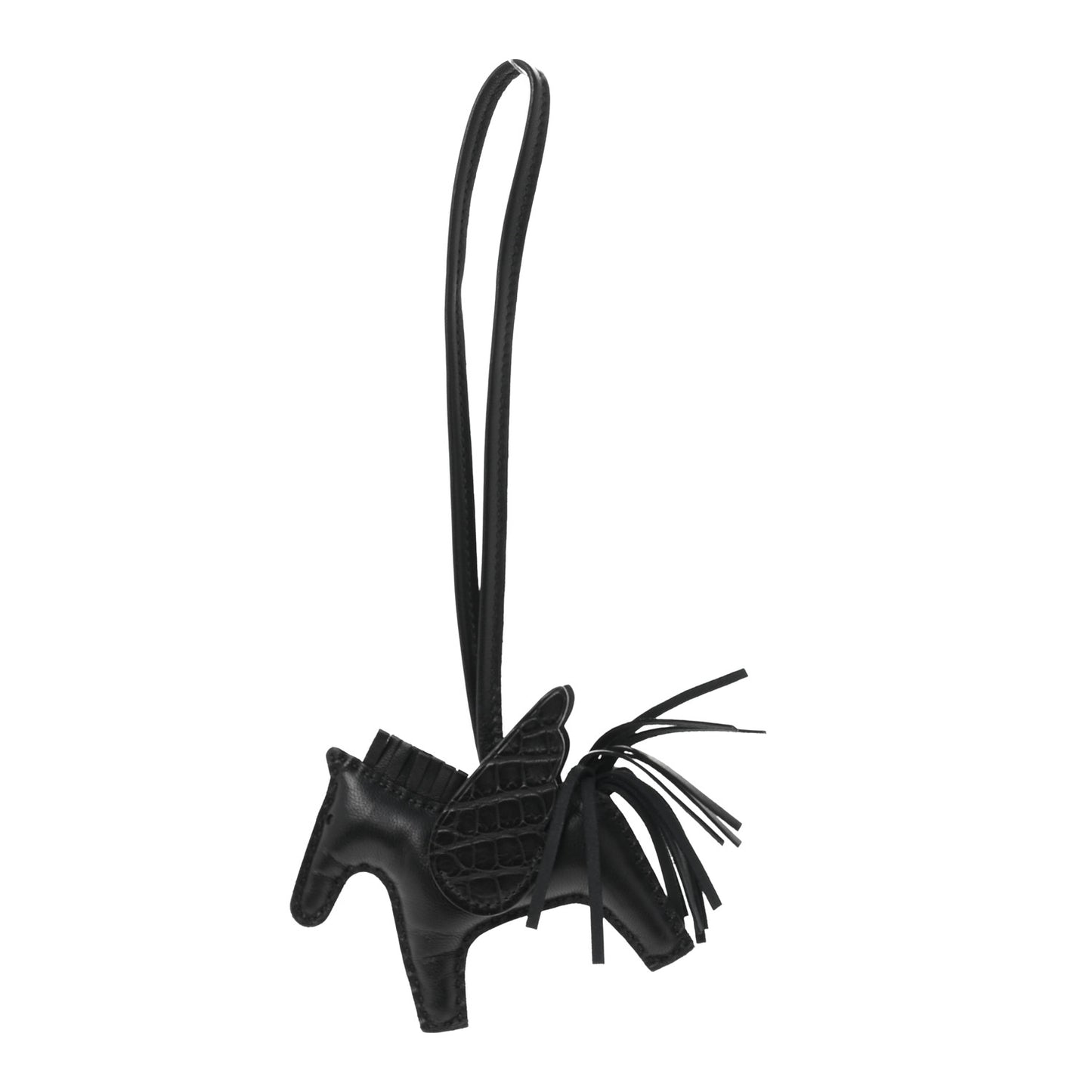 Milo Lambskin Matte Alligator Touch Grigri Rodeo Pegase Horse Bag Charm PM Black
