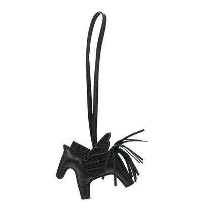 Hermes Milo Lambskin Matte Alligator Touch Grigri Rodeo Pegase Horse Bag Charm PM Black 1 of 5