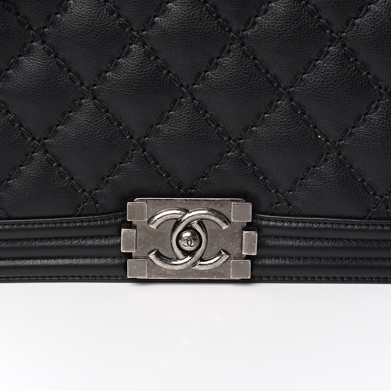 Chanel Calfskin Quilted Double Stitch New Medium Boy Flap Black 10 of 13