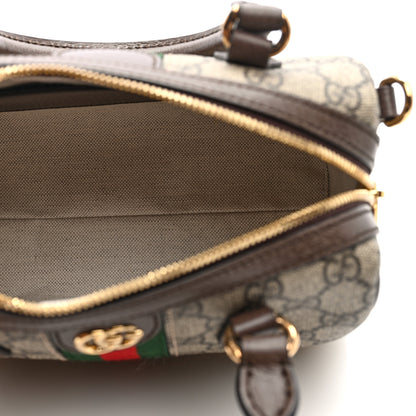 Gucci GG Supreme Monogram Textured Dollar Calfskin Web  Ophidia Top Handle Bag Beige Dark Brown 5 of 9