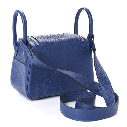 Hermes Taurillon Clemence Mini Lindy 20 Deep Bleu 4 of 12