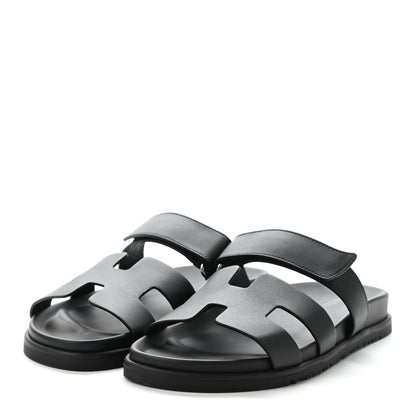 Hermes Calfskin Womens Chypre Sandals 39 Black 3 of 10
