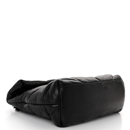 Saint Laurent Lambskin Quilted Monogram Monochrome Medium Loulou Puffer Chain Satchel Black 4 of 10