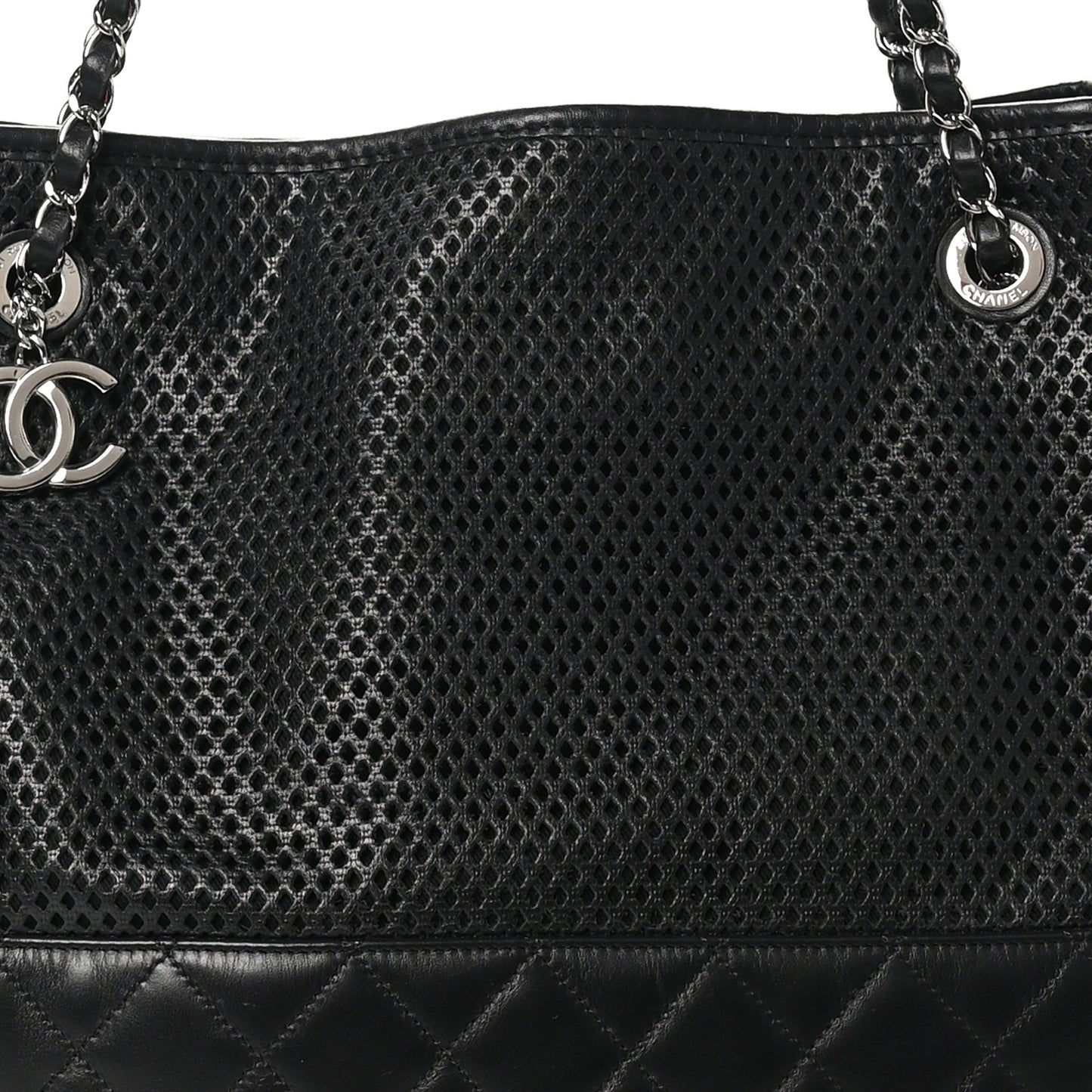 Calfskin Perforated Up In The Air North South Tote Black