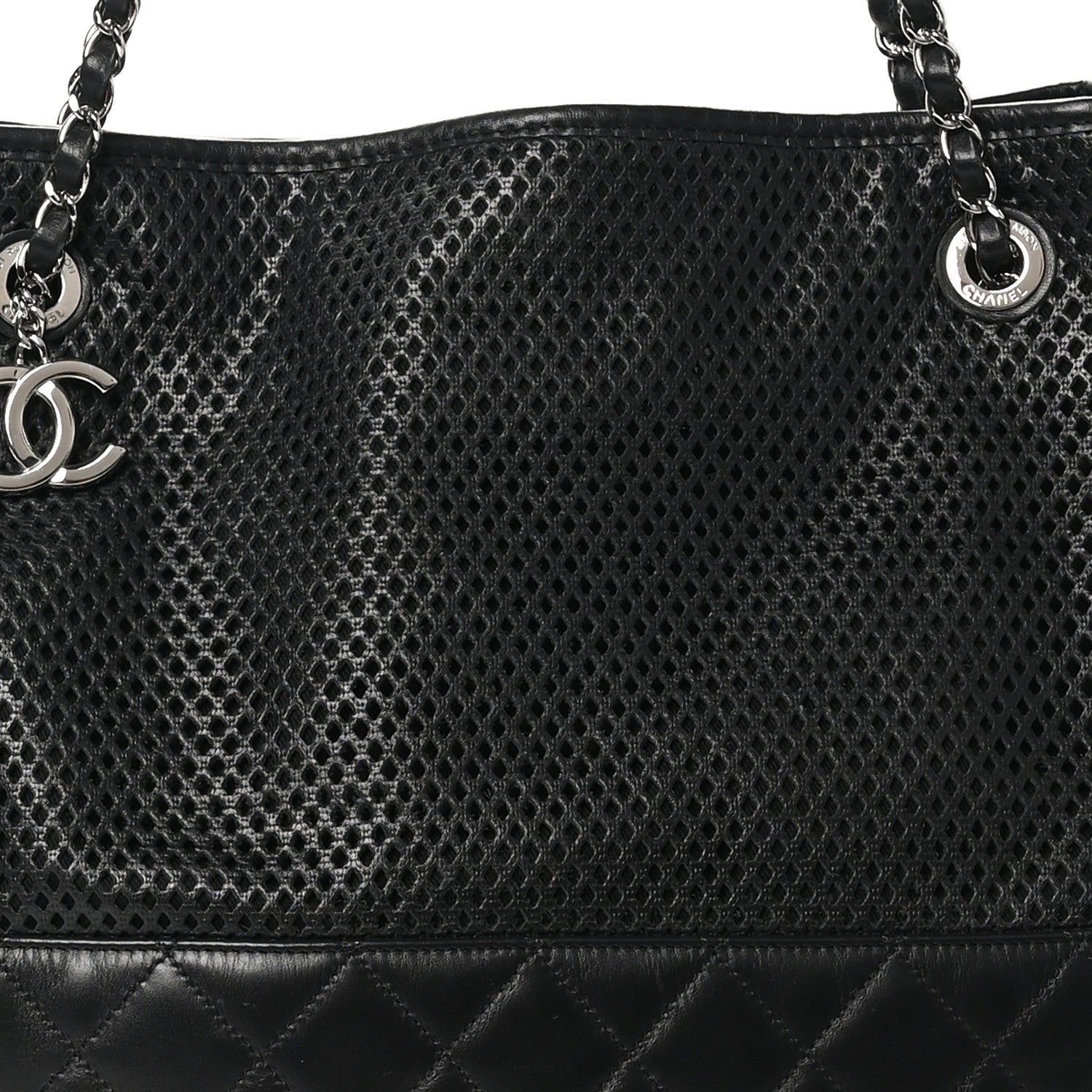 Chanel Calfskin Perforated Up In The Air North South Tote Black 8 of 10