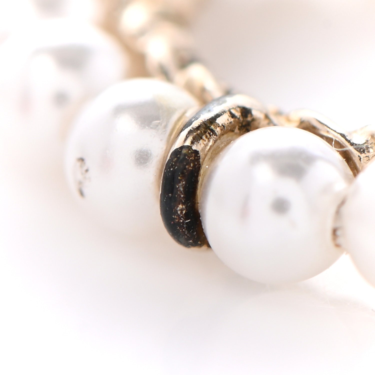 Chanel Pearl Charms CC Hoop Earrings Gold 6 of 11