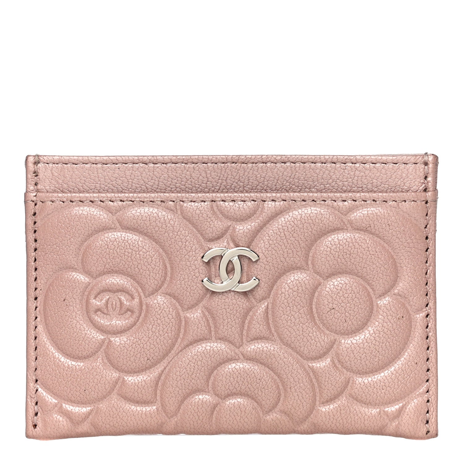 Chanel Goatskin Camellia Embossed Card Holder Light Pink 1 of 15