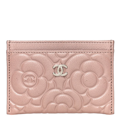 Chanel Goatskin Camellia Embossed Card Holder Light Pink 1 of 15