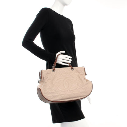 Chanel Calfskin Country Chic Hobo Ecru Brown 3 of 8
