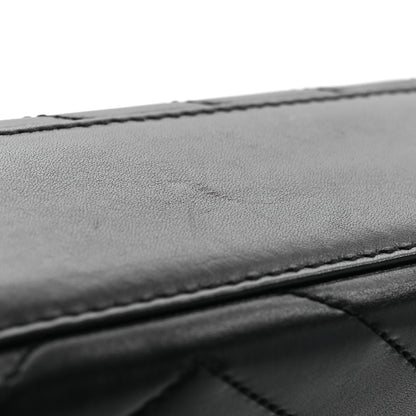 Saint Laurent Smooth Calfskin Matelasse Chevron Large Monogram Satchel Black 20 of 23