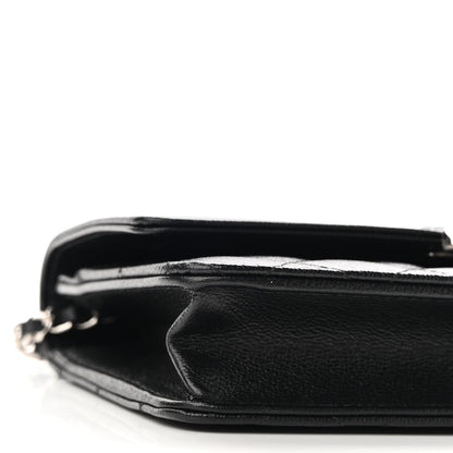 Chanel Grained Calfskin Quilted CC Box Wallet On Chain WOC Black 10 of 11