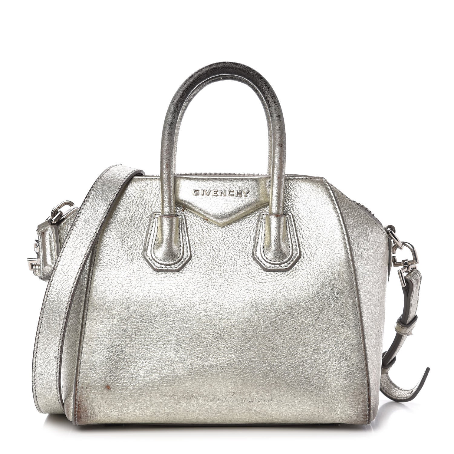 Givenchy Metallic Sugar Goatskin Mini Antigona Silver 1 of 12